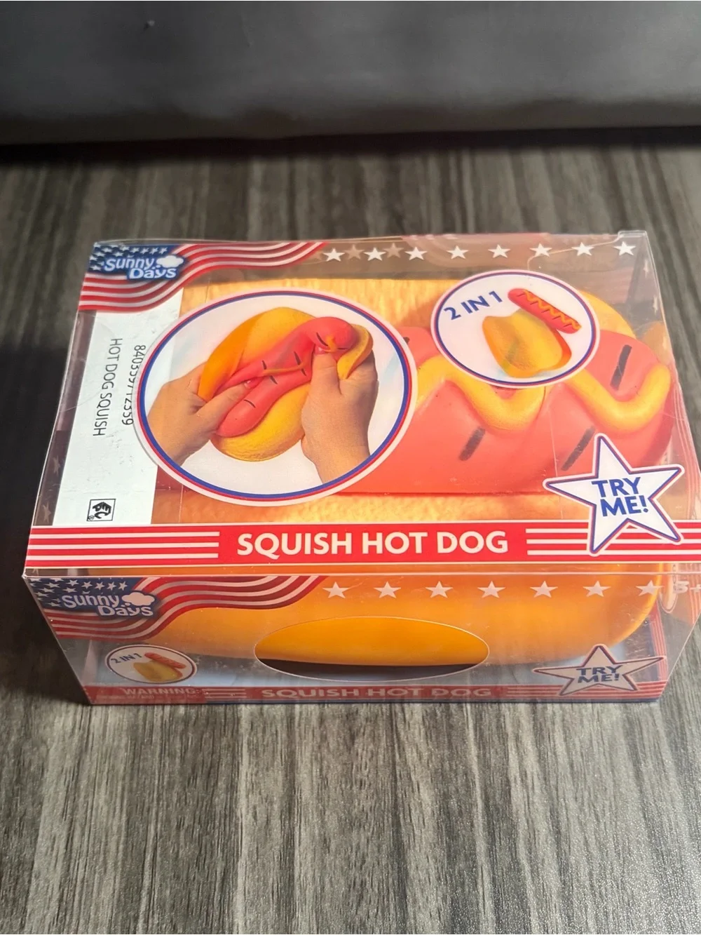 Sunny Days Squish Hot Dog Toy - Brand New In Box Sensory Fidget Toy
